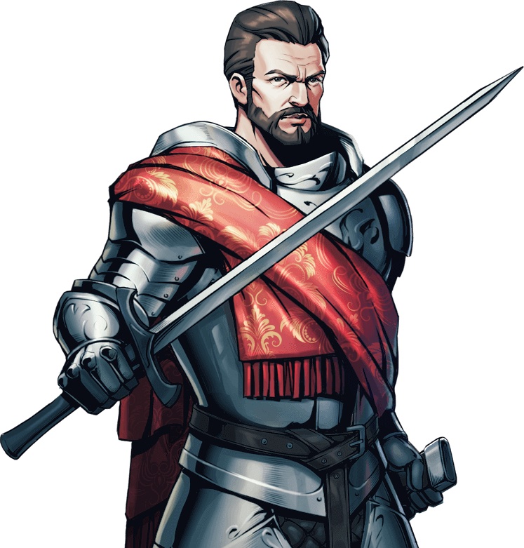 Image of Hero El Cid in King's Throne