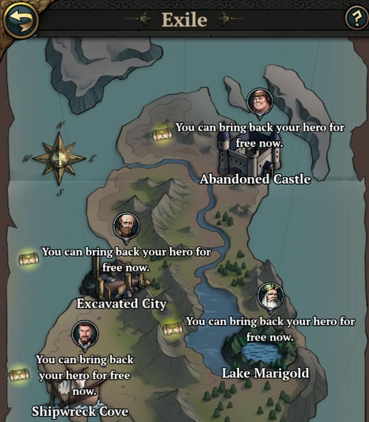 image of low potential heroes to exile in King's Throne