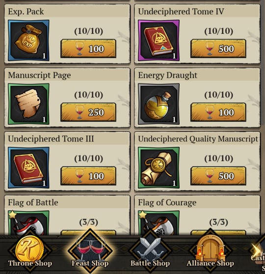 image of level 4 undeciphered tome available in the feast shop