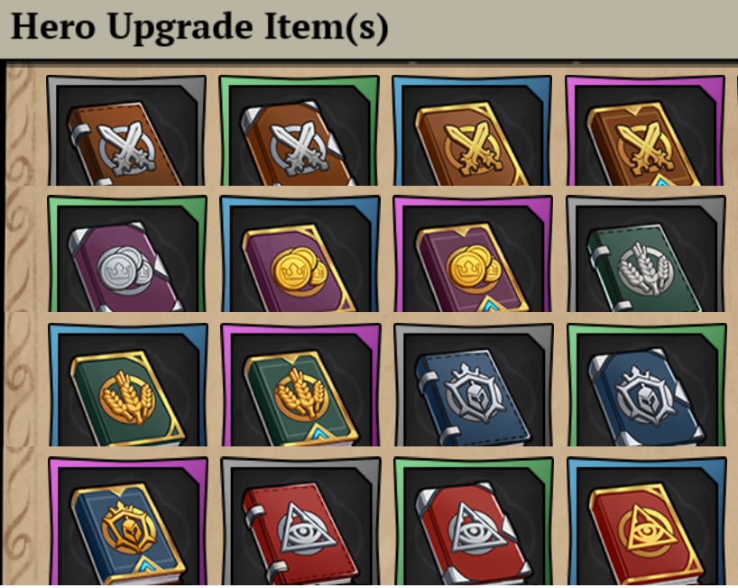 Image of Guide to using tomes for hero and kingdom power, and where to get all available tomes in King's Throne