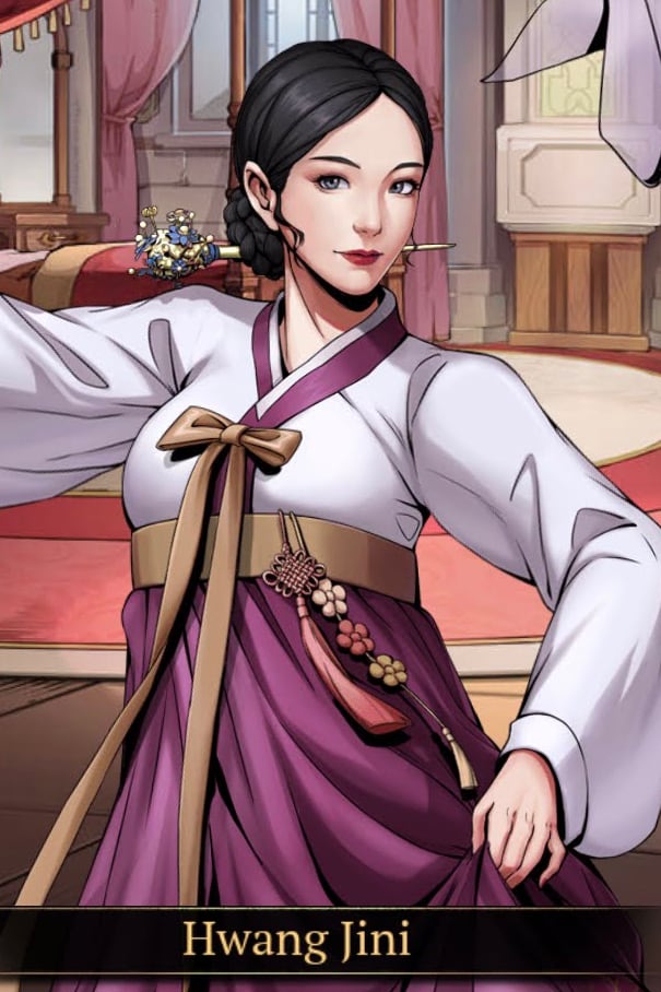 Image of Maiden Hwang Jini in King's Throne
