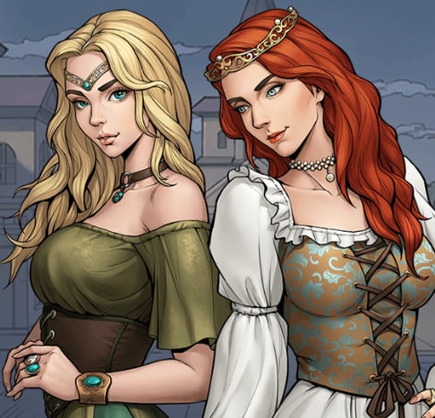 Image of Maiden Lynette & Lyonesse in King's Throne